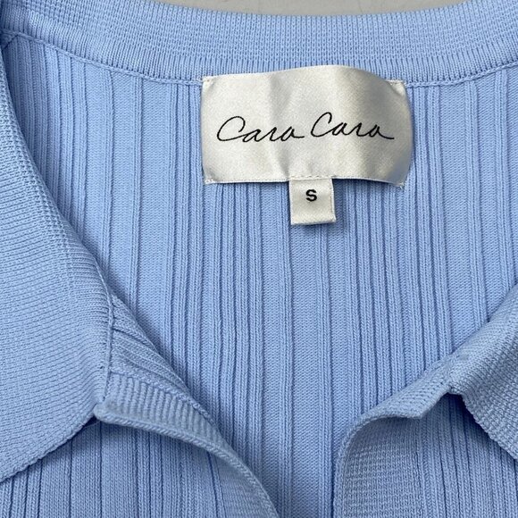 NEW CARA CARA Women's Knit Top Sky Blue Size S Belleport Ribbed V-Neck Shirt - Picture 3 of 8